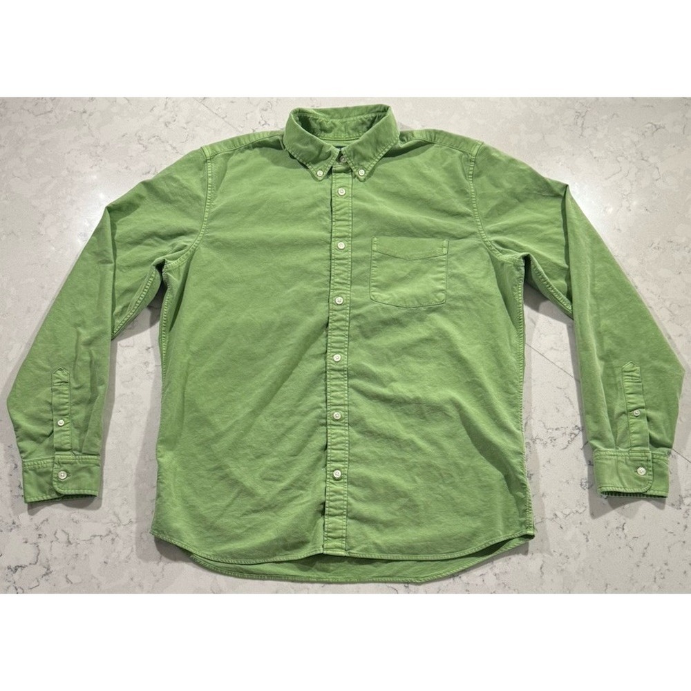 Gap Button Down Shirt Mens Large Green Standard Fit Long Sleeve Cotton Stretch